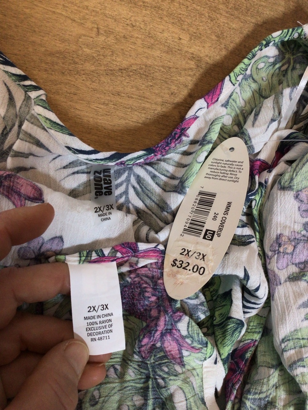 Wave Zone Plus Size 2X/3X Tropical Kimono Coverup Drawstring Beach Boho. - Picture 11 of 12